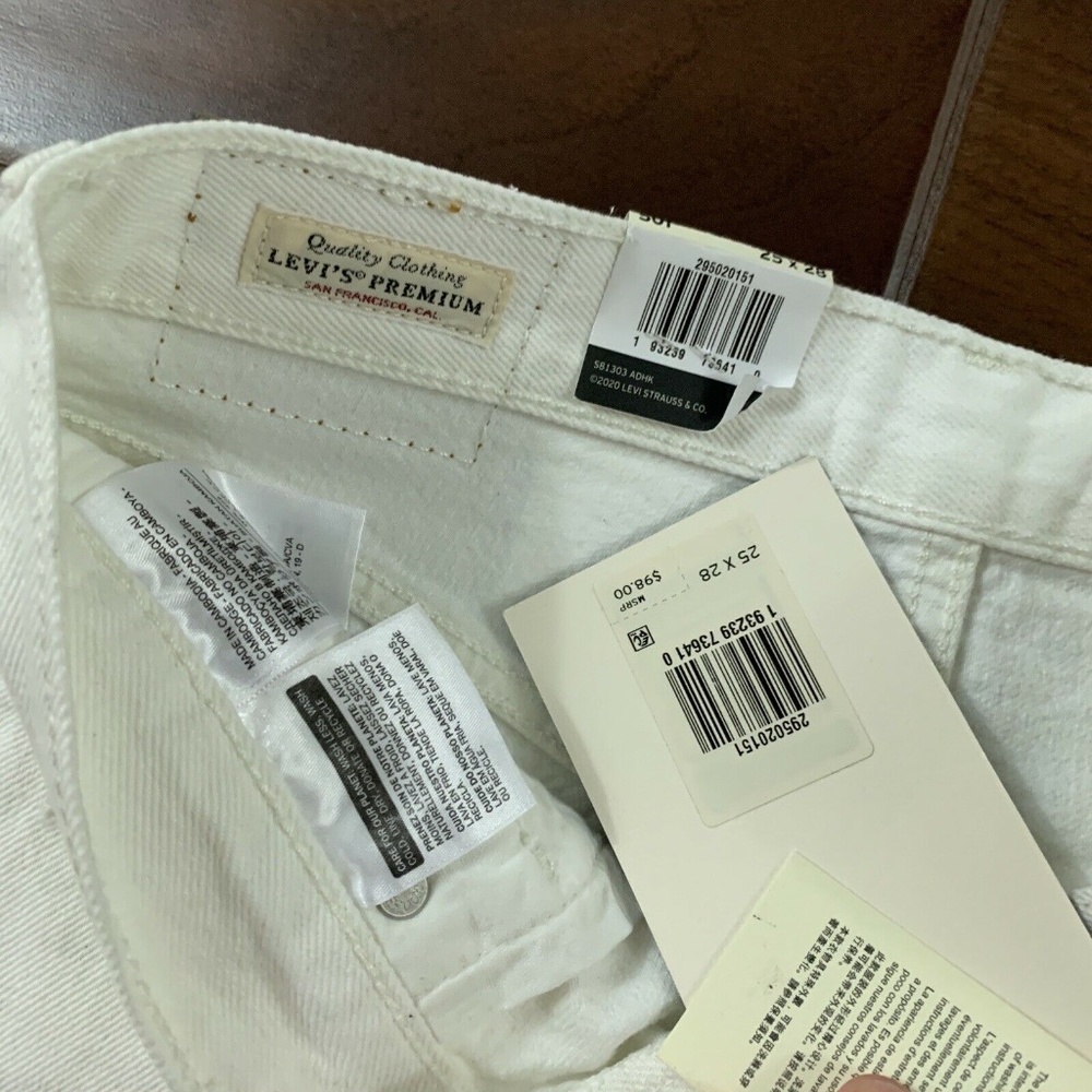 Levi's Size 25 White 501 High Rise‎ Skinny Denim Jeans - Picture 6 of 9